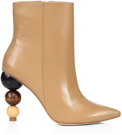 Venus Bauble-Heel Leather Ankle Boots - Camel - Size 7