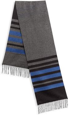 COLLECTION Striped Silk & Cashmere Scarf - Grey