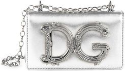 D & G Girls Metallic Leather Crossbody Phone Case - Silver