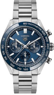 Carrera 44MM Stainless Steel & Ceramic Bracelet Automatic Tachymeter Date Chronograph Watch - Blue
