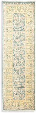 One-Of-A-Kind Seafoam Contemporary Wool Hand-Knotted Runner Rug