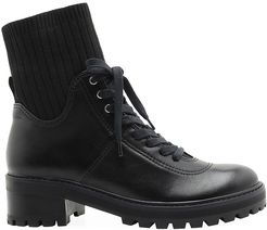 Becky Leather Sock Combat Boots - Black - Size 11