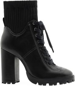 Cheryl Leather Sock Combat Boots - Black - Size 7