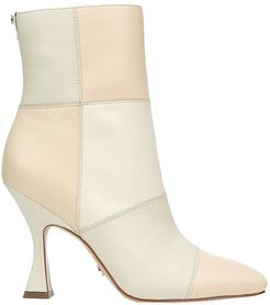 Olina Square-Toe Patchwork Leather Ankle Boots - Ivory - Size 9.5