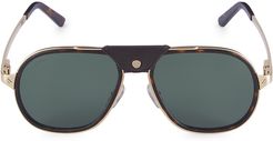 Core Range 57MM Aviator Sunglasses - Havana Gold Green