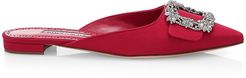 Maysale Embellished Silk Mules - Red - Size 9