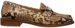 Finley Snakeskin-Embossed Leather Loafers - Camel - Size 6.5