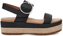April Leather Espadrille Platform Sandals - Black - Size 5.5