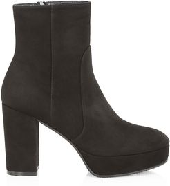 Alisa Suede Platform Ankle Boots - Black - Size 7.5