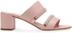 Trabia Embellished Leather Mules - Pink - Size 10.5