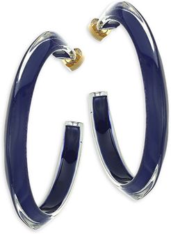 14K Goldplated & Lucite Medium Jelly Hoop Earrings - Navy