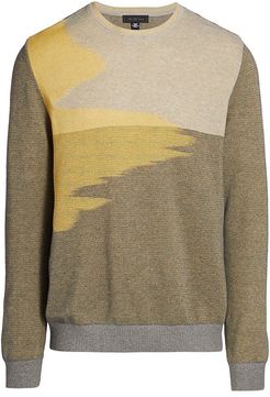 COLLECTION Abstract Crewneck Sweater - Grey Yellow - Size Small