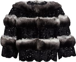 Rindi For The Fur Salon Tiered Chinchilla Fur & Lasercut Lamb Fur Bolero Jacket - Natural Black - Size Small