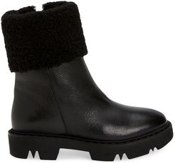 Heidy Shearling-Lined Leather Boots - Black - Size 5.5