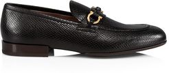 Pago Snake-Embossed Leather Loafers - Black - Size 13