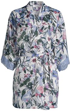 Michelle Floral Robe - Aqua - Size XS