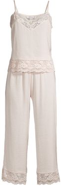 Moonlight 2-Piece Lace Trim Camisole & Pants Pajama Set - Champagne - Size XL