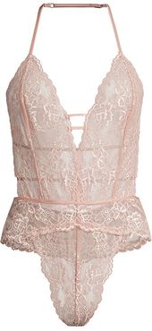 Lace Thong Teddy - Rose - Size XL