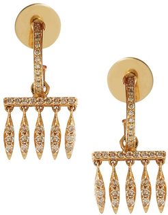 Grass 18K Yellow Gold & Brown Diamond Dewdrops Charm Huggie Hoop Earrings