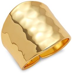 Hammered 22K Goldplated Adjustable Dome Ring - Gold