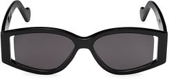 Coded 54MM Oversized Rectangular Sunglasses - Black