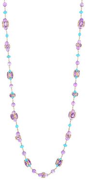 18K Rose Gold, Amethyst & Turquoise Long Necklace - Rose Gold