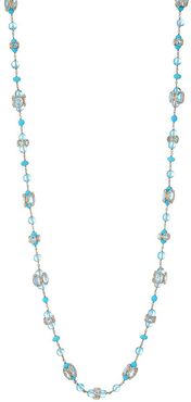 18K Rose Gold, Blue Topaz & Turquoise Long Necklace - Rose Gold