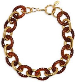 Mirrored Sea 18K Goldplated & Acrylic Chunky Link Necklace - Tortoise