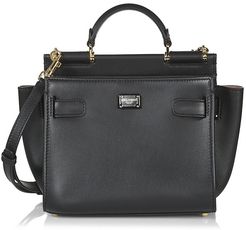 Sicily Leather Top Handle Bag - Black Brown