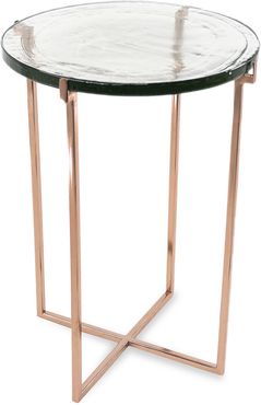 Rose Goldtone Metal & Glass Side Table