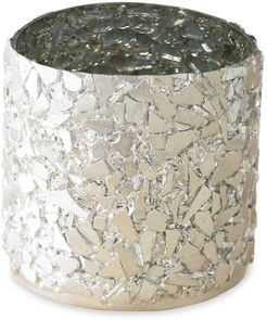 Silver Crushed Mosaic Candle Votive & Vase - Size Small