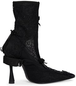 Lingerie Knife Lace Ankle Boots - Black - Size 10