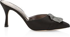 Salvora Embellished Satin Mules - Black - Size 10