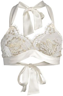 Reverie Boudoir Bra - Metallic Ivory Gold - Size Small