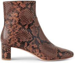 Cynthia Snakeskin-Embossed Leather Ankle Boots - Chestnut - Size 9