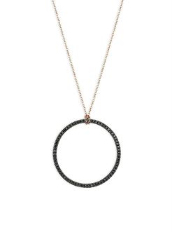 Circles 18K Rose Gold & Black Diamond Circle Pendant Necklace - Rose Gold