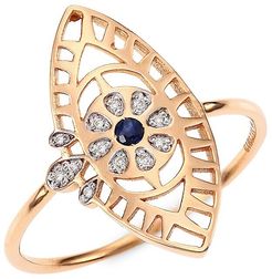 Ajna 18K Rose Gold, Sapphire & Diamond Large Ring - Rose Gold - Size 7