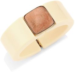 Arty 24K Goldplated, Acetate & Rose Quartz Hinged Cuff Bracelet - Pink