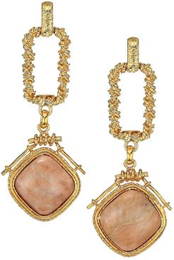 Siena 24K Goldplated & Calcite Drop Earrings - Pink
