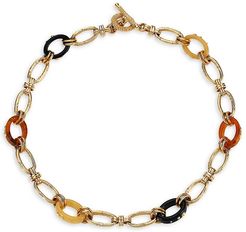 Escale Picot 24K Goldplated & Multicolor Acetate Link Necklace - Black Multi