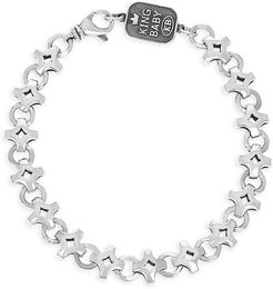 Diamond Link Sterling Silver Bracelet - Silver