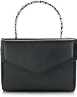 Mini Pernille Super Leather Box Bag - Black Dark Silver Crystal