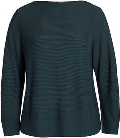 Ottoman Stitch Bateau-Neck Sweater - Mountain Blue - Size XXL