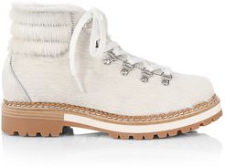 1965 Women's Marlen Shearling-Lined Calf Hair Hiking Boots - White - Size 9