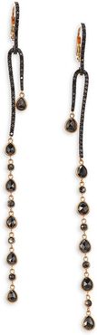 Leyla 18K Rose Gold & Black Diamond Curve Drop Earrings - Black