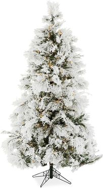 7.5-Ft. Clear LED Lighting Flocked Snowy Pine Christmas Tree