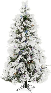 6.5-Ft. Multi-Color LED String Lighting Flocked Snowy Pine Christmas Tree