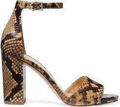 Leela Snakeskin-Embossed Leather Sandals - Camel - Size 8.5