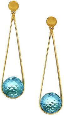 Ipanema 22K Goldplated & Blue Topaz Open Teardrop Earrings - Gold