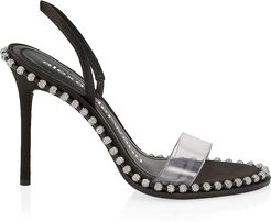 Nova Crystal PCV Slingback Sandals - Black - Size 6.5